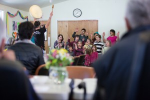 As part of the weekly luncheon at Chickaloon Village Traditional Council (Nay'dini'aa Na') the children sing and dance for their elders.
